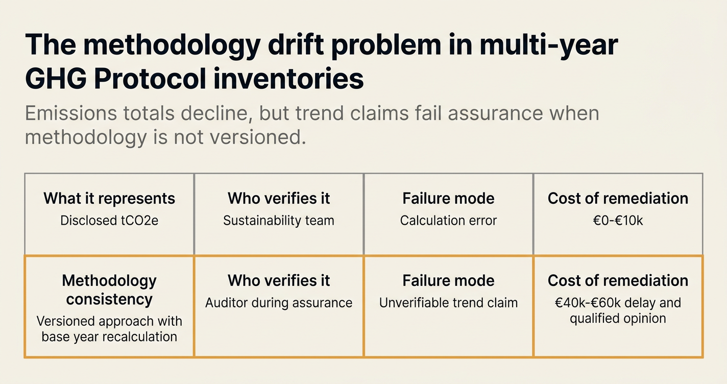 The methodology drift problem in multi-year GHG Protocol inventories
