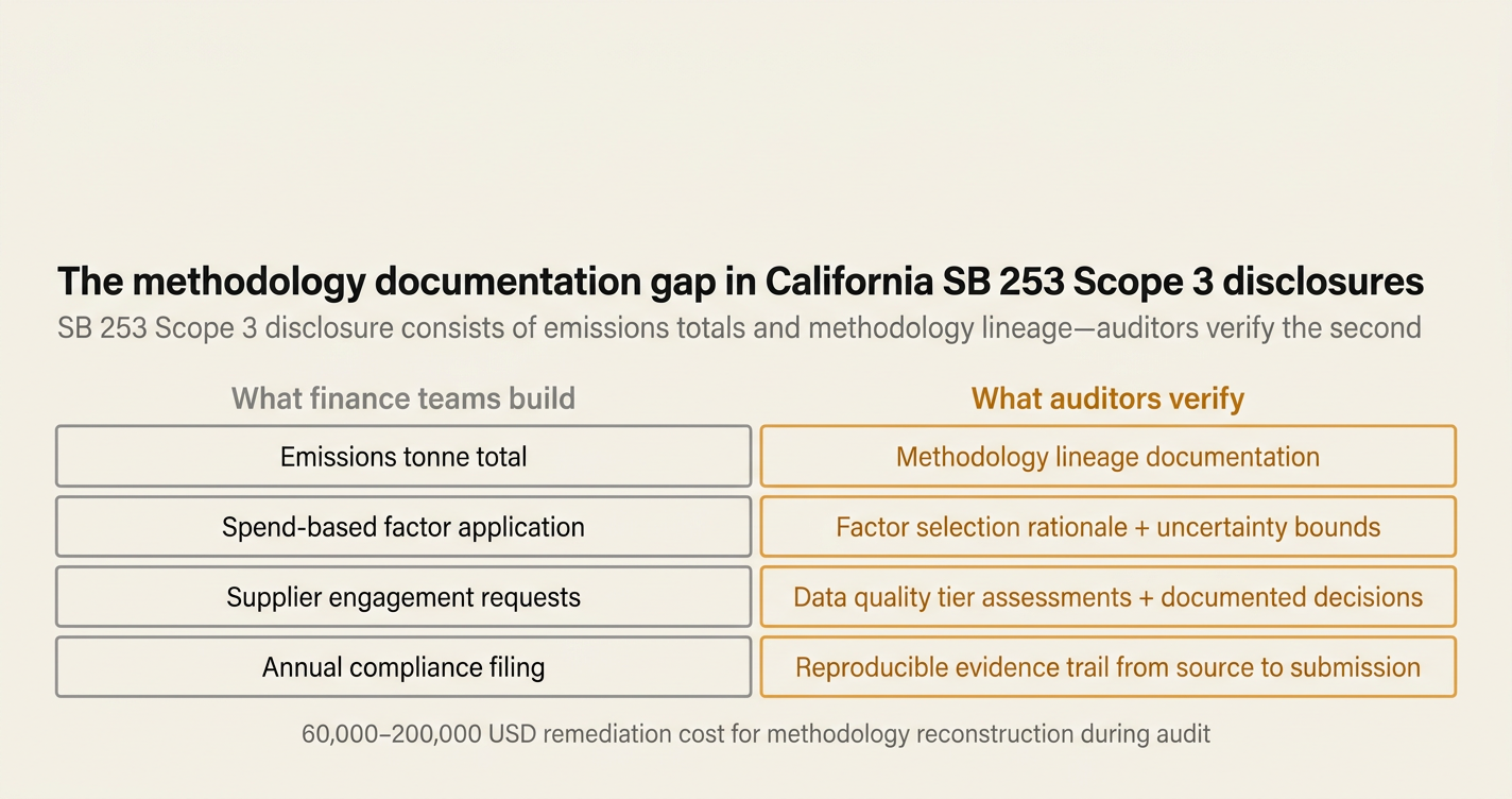 The methodology documentation gap in California SB 253 Scope 3 disclosures