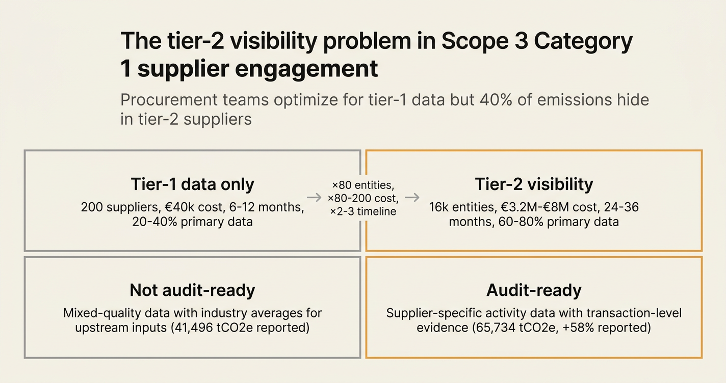 The tier-2 visibility problem in Scope 3 Category 1 supplier engagement