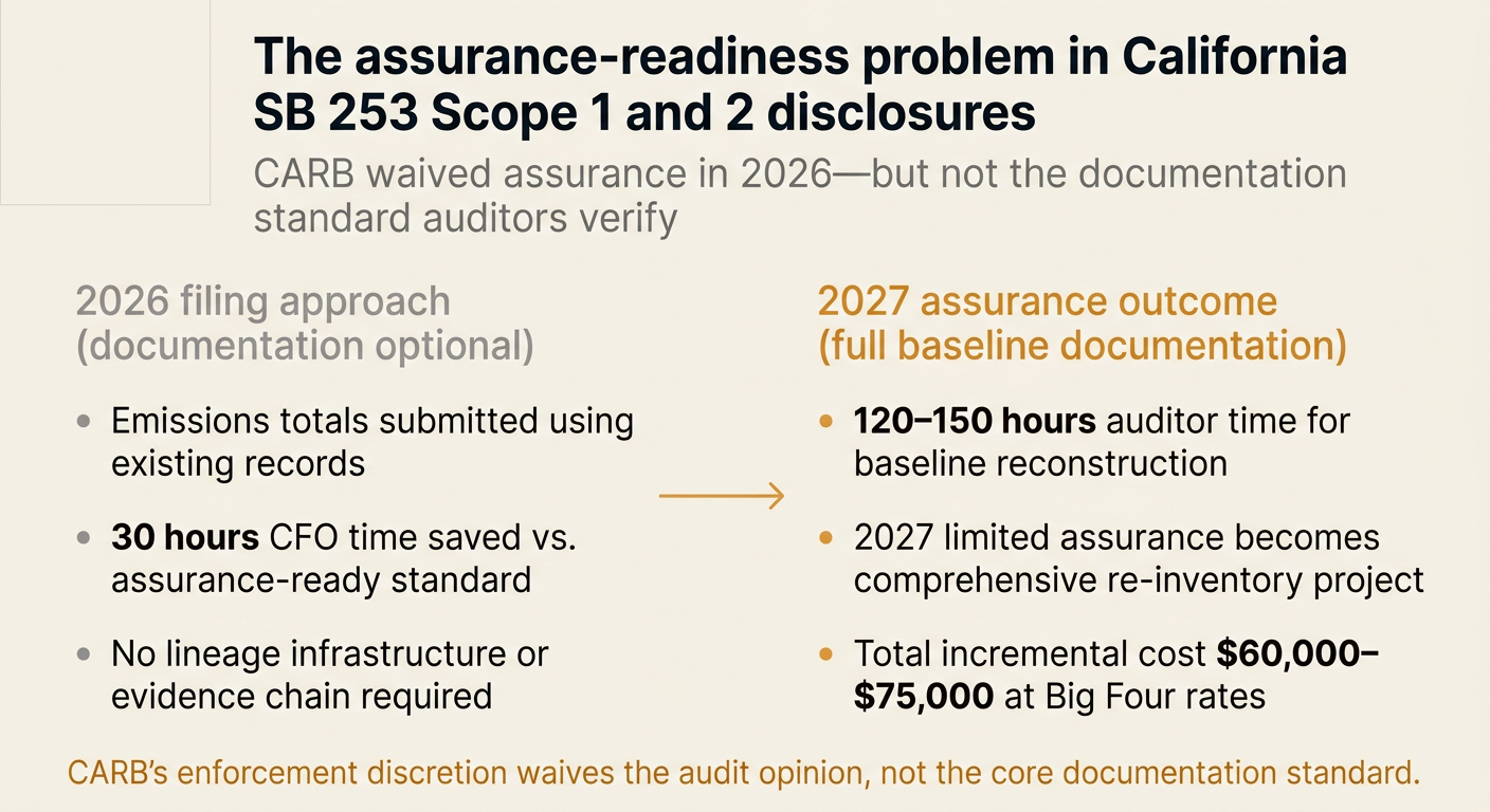 The assurance-readiness problem in California SB 253 Scope 1 and 2 disclosures