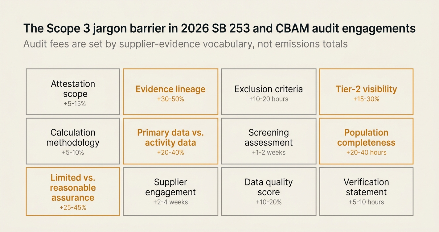 The Scope 3 jargon barrier in 2026 SB 253 and CBAM audit engagements