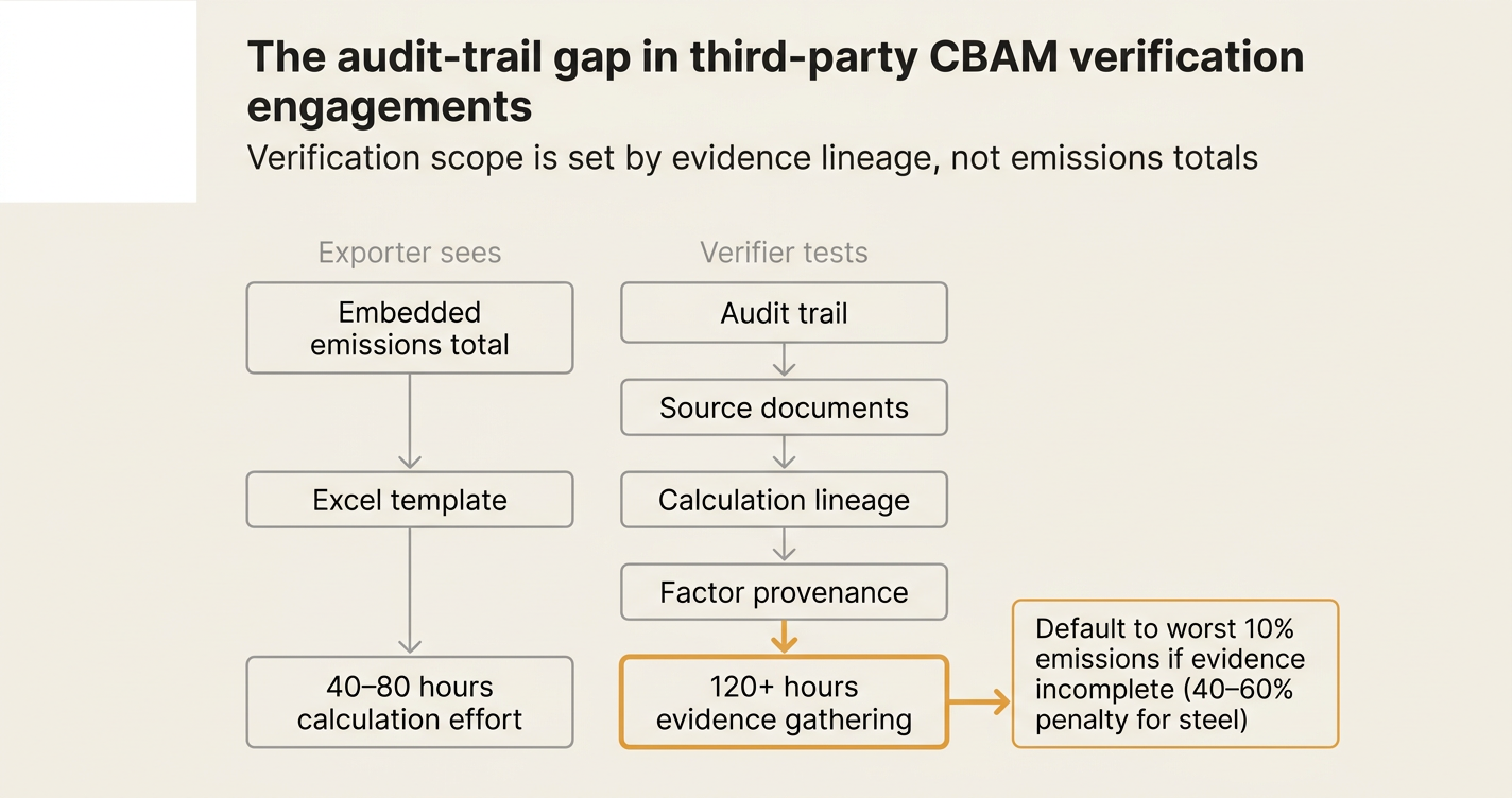 The audit-trail gap in third-party CBAM verification engagements