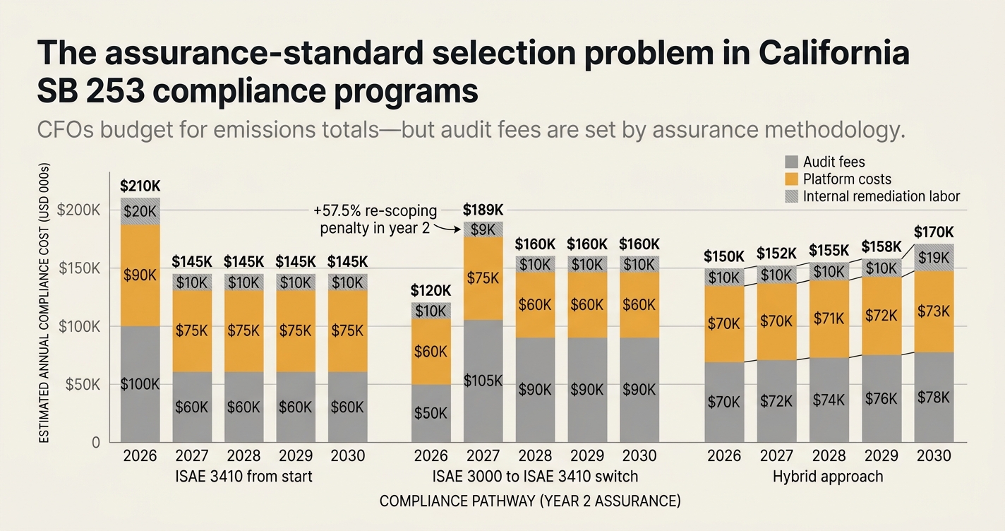 The assurance-standard selection problem in California SB 253 compliance programs