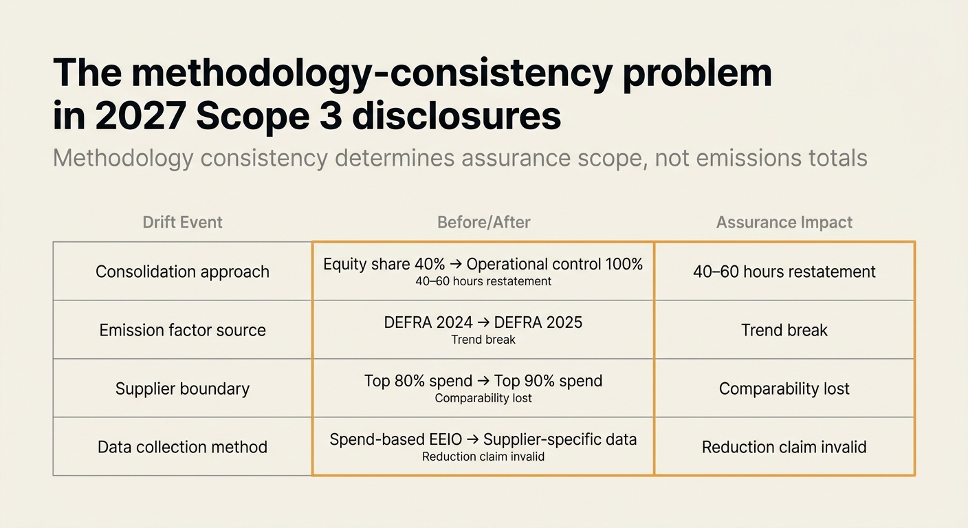 The methodology-consistency problem in 2027 Scope 3 disclosures