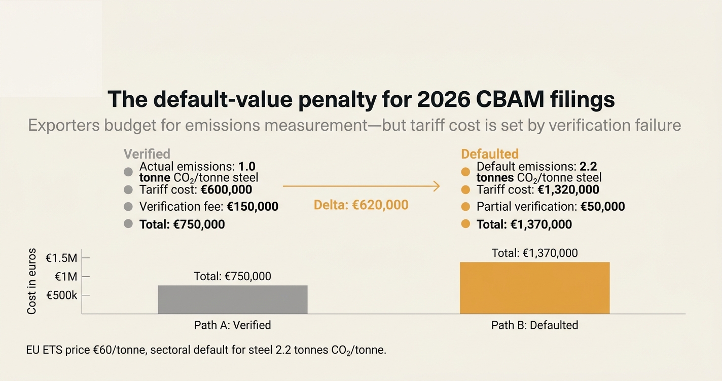 The default-value penalty for 2026 CBAM filings