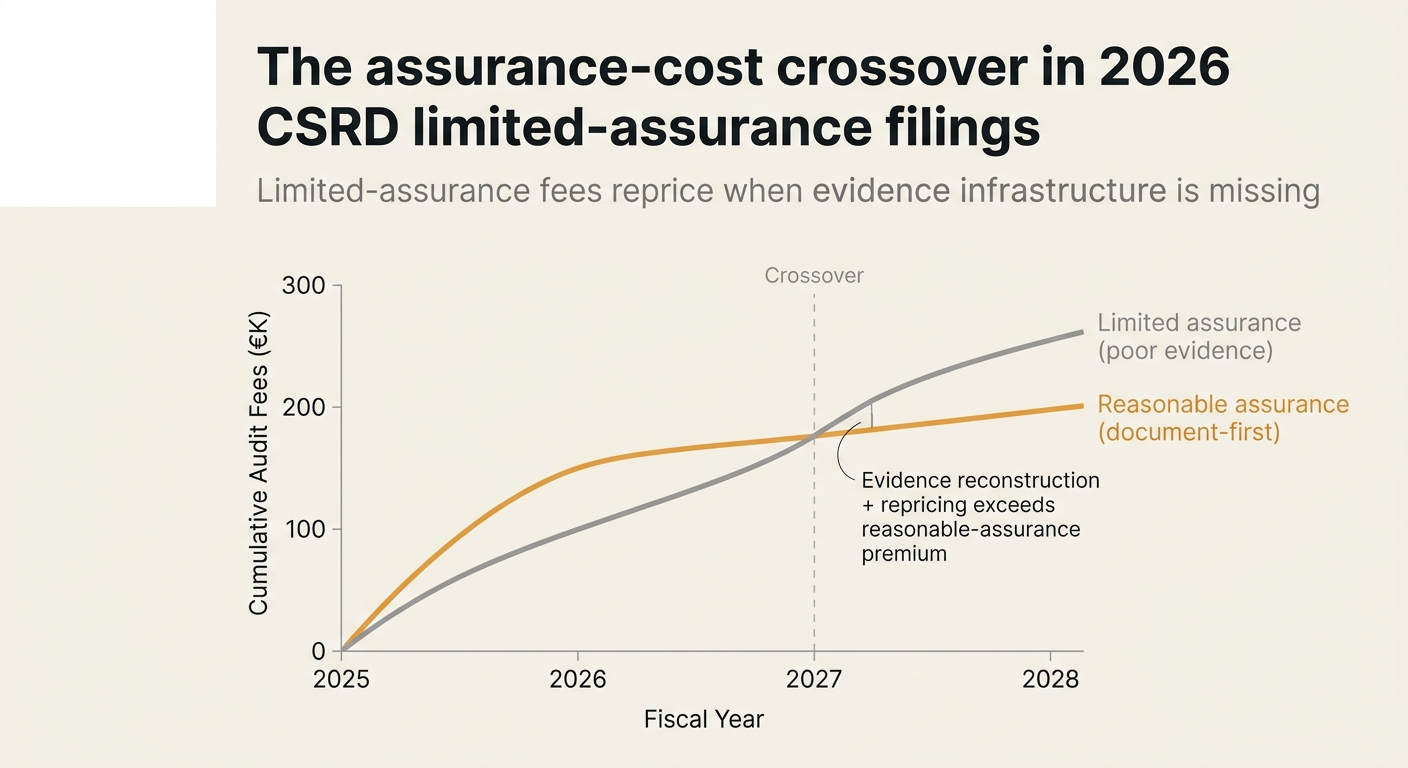 The assurance-cost crossover in 2026 CSRD limited-assurance filings
