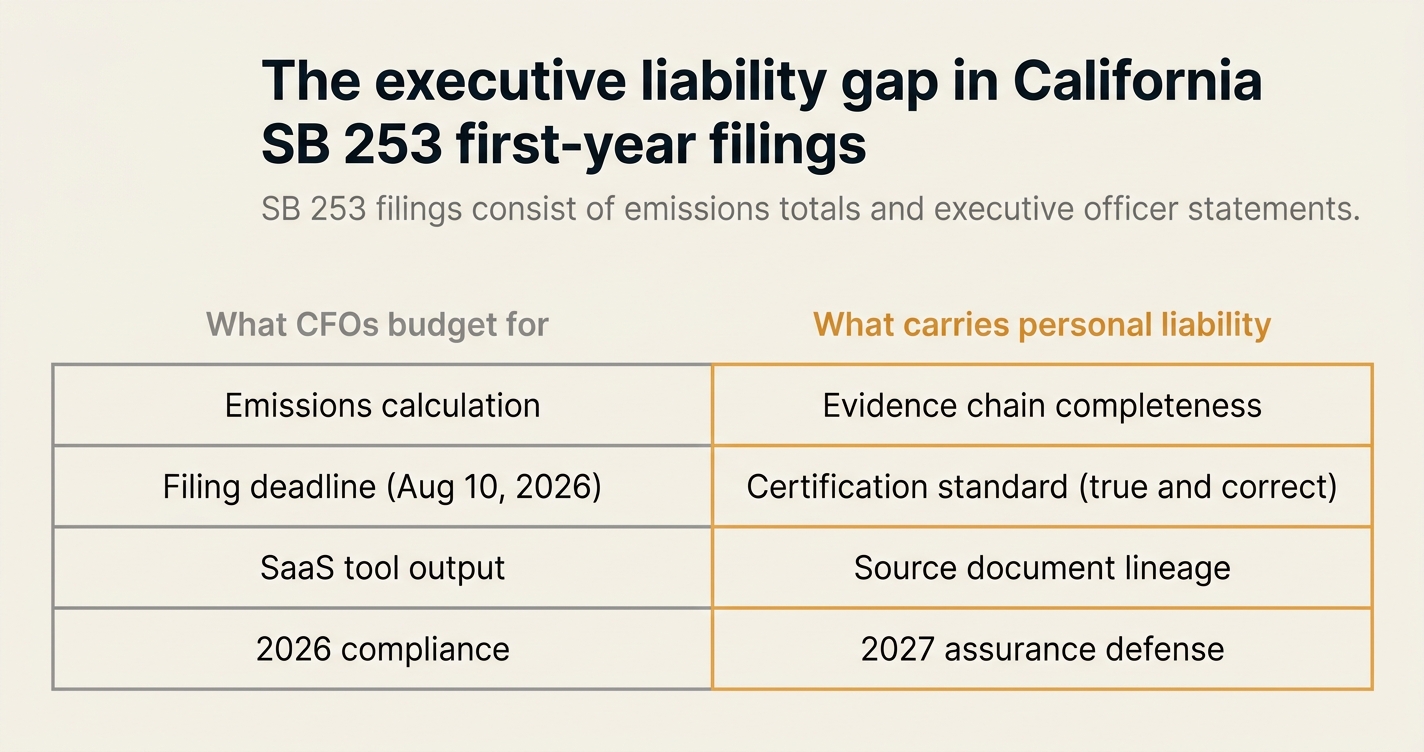 The executive liability gap in California SB 253 first-year filings