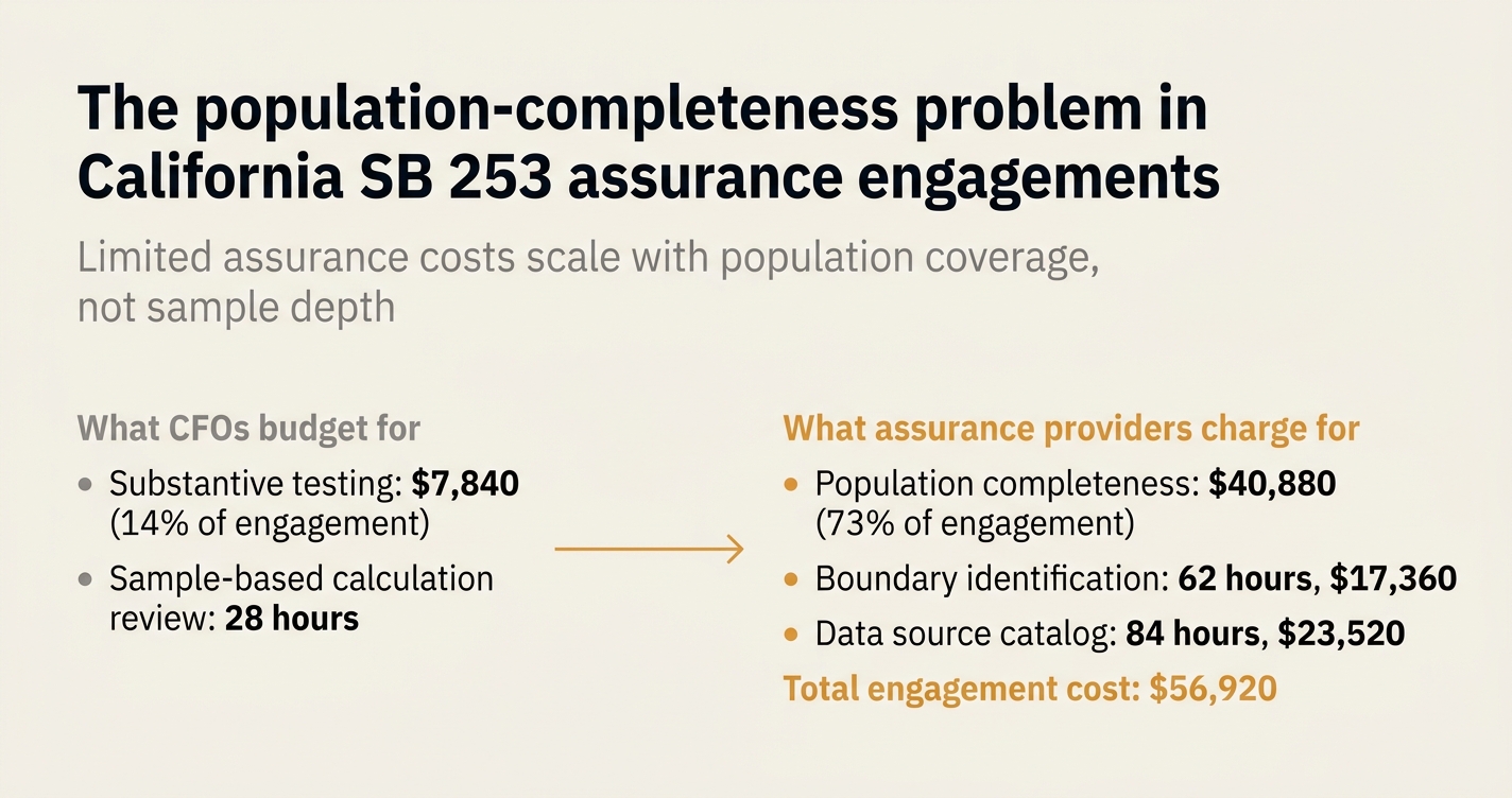 The population-completeness problem in California SB 253 assurance engagements