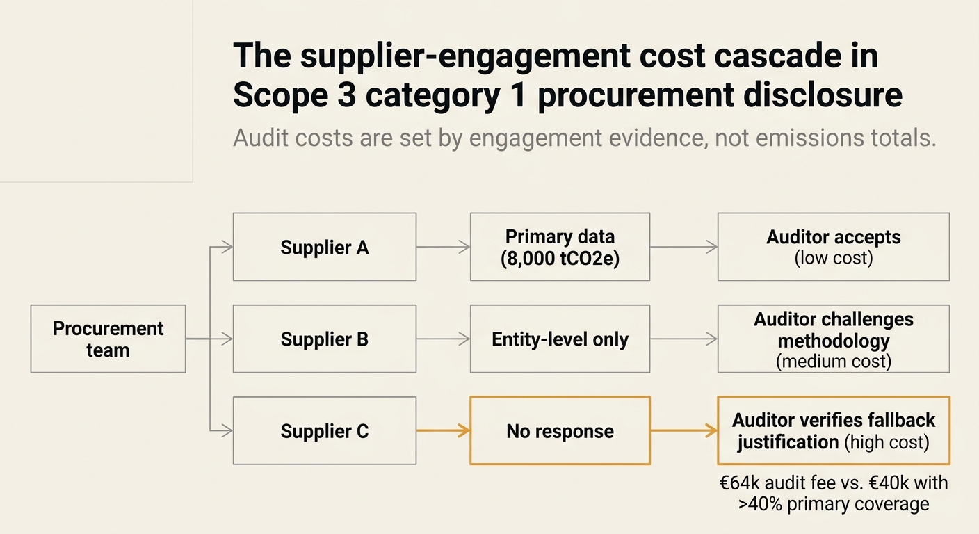 The supplier-engagement cost cascade in Scope 3 category 1 procurement disclosure