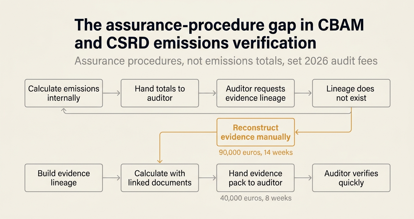 The assurance-procedure gap in CBAM and CSRD emissions verification