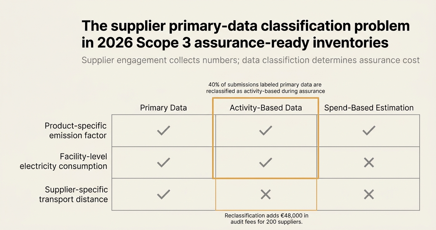 The supplier primary-data classification problem in 2026 Scope 3 assurance-ready inventories